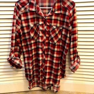 Button down red plaid shirt
